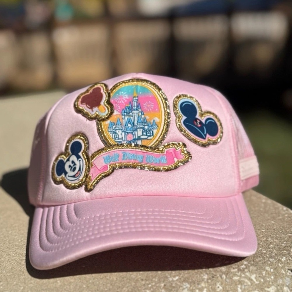 Stoney Clover Lane Pink Walt Disney World Patches Trucker Cap Hat New